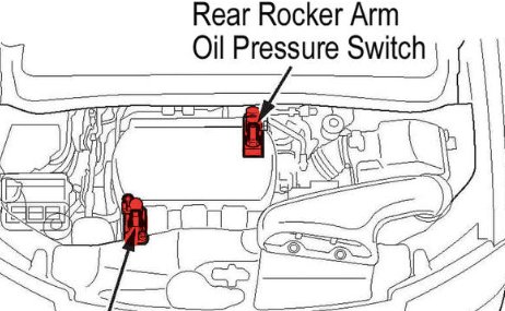 Location of the Rocker Arm Oil Pressure Switch
